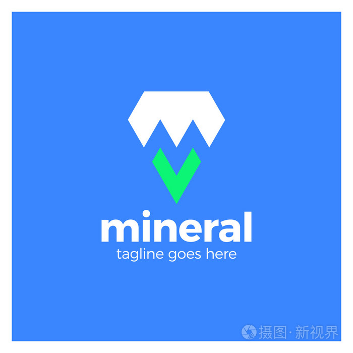字母m 负空间矿物标志.行针钻石三角形标识