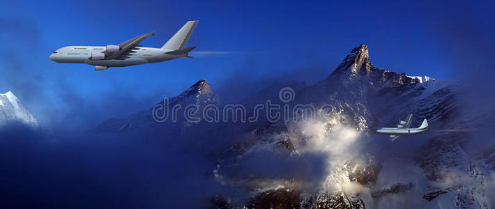 全景 客机 全景图 风景 自然 飞机 尼泊尔 阿尔卑斯山