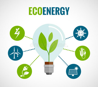 生态能源平面图标构图海报