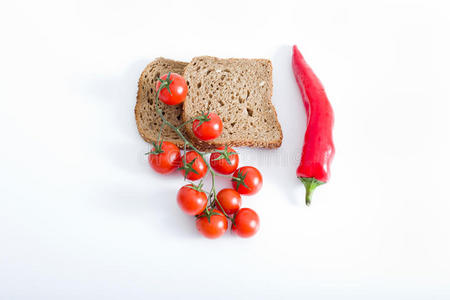 小吃 胡椒粉 面包 特写镜头 准备 生物 樱桃 番茄 营养