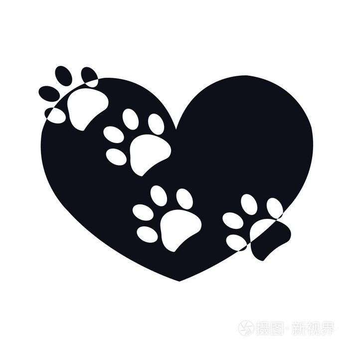 爪印与黑色白心形状矢量插图设计