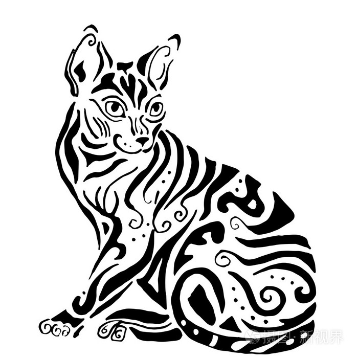 对于着色或纹身,康沃尔郡猫育成质量埃及猫插画-正版商用图片1pycfp