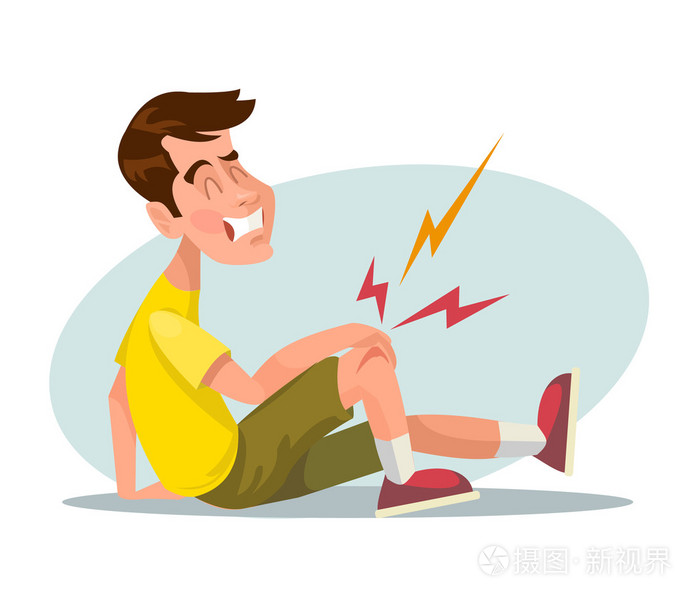 人的性格与断腿.矢量平面卡通插画