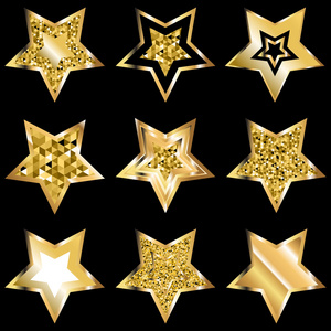 金色五角星星图标集图片