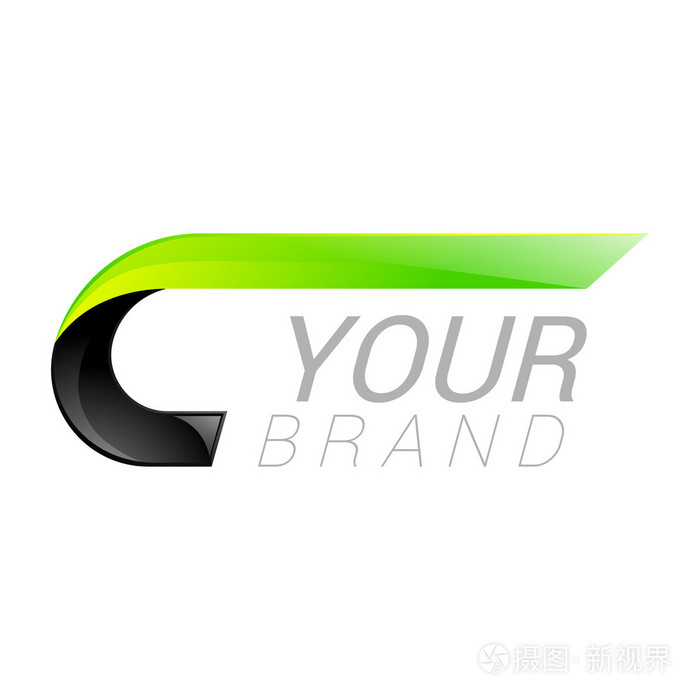 c字母黑色和绿色标志设计应用程序速度快设计模板元素