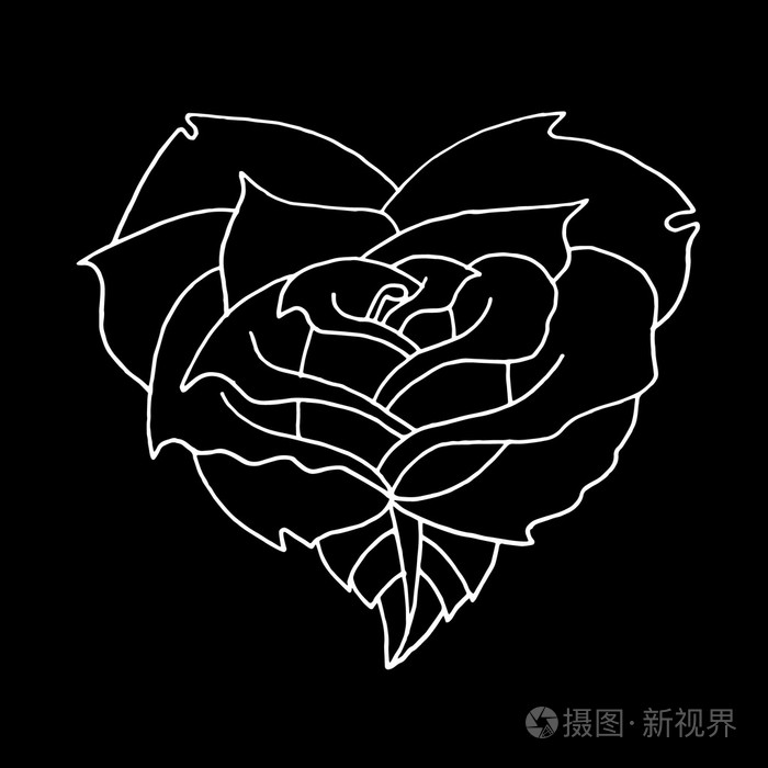 玫瑰在黑色的背景上. 玫瑰花插画-正版商用图片1q5sh0-摄图新视界