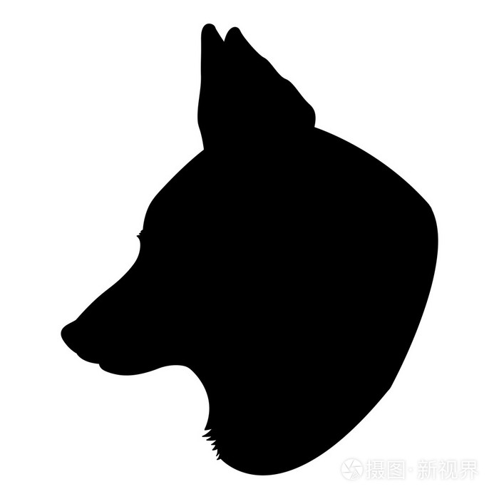 狐狸头矢量轮廓黑色