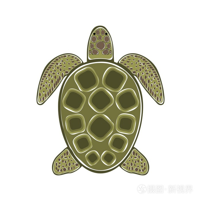 手绘绿海龟