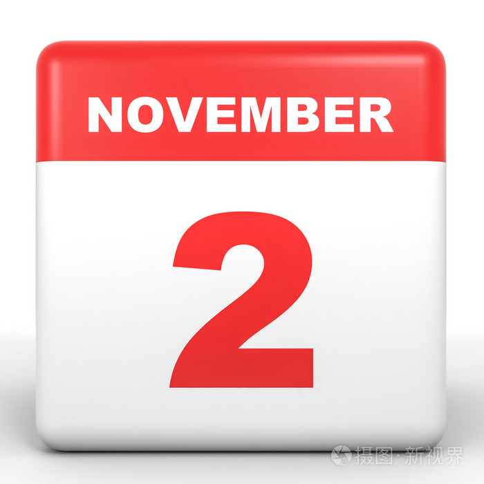 11月2日白色背景上的日历
