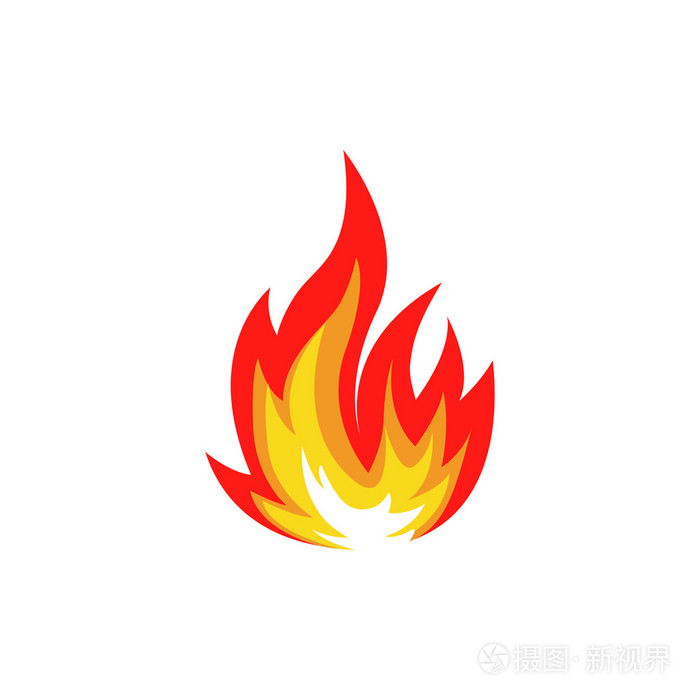 孤立的抽象红色和橙色颜色火火焰标志白色背景上.篝火