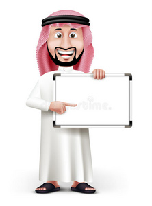 三维英俊的沙特阿拉伯男子传统服装