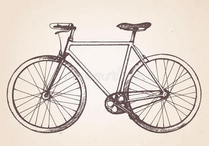 手绘复古自行车。