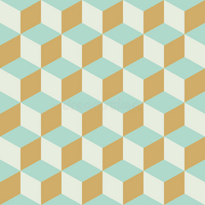 抽象无缝复古格子立方体块颜色图案背景