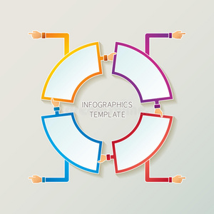 抽象向量4步骤3D样式的信息图表模板，用于布局工作流方案编号选项图表或图表
