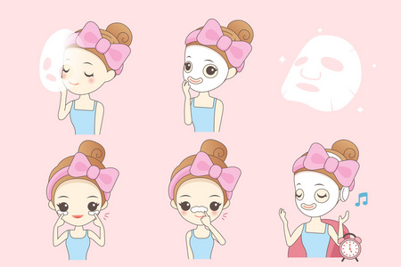 卡通女人做面部护理图片