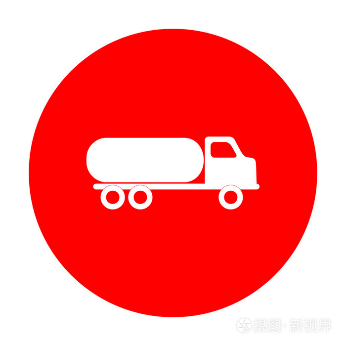 汽车运输标志.白色图标上的红色圆圈