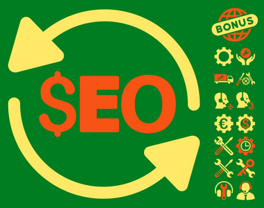 更新SEO平面矢量图标与工具奖金插画