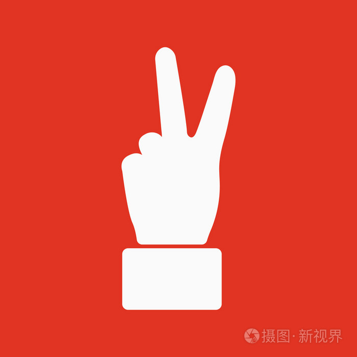 手显示胜利手势图标.victoty 符号.单位