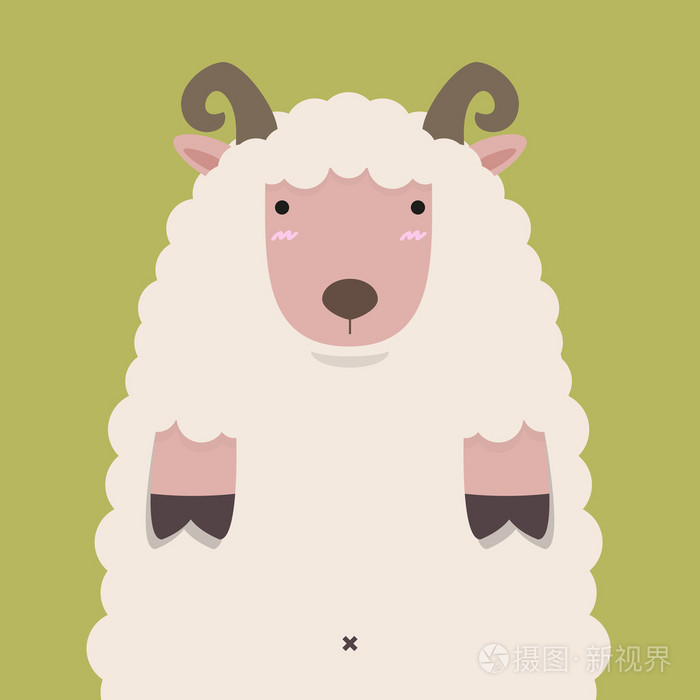 可爱的胖大棕角羊插画-正版商用图片1qptg8-摄图新视界