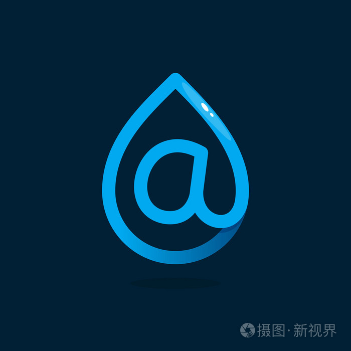 字母a 标志的蓝色水滴