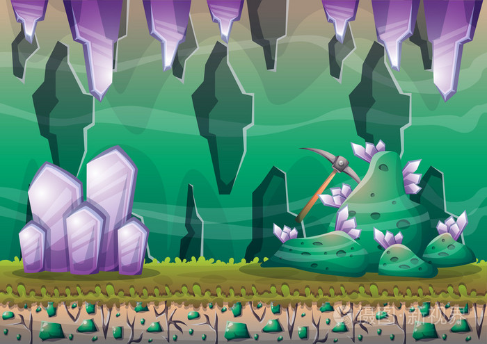 分离层为游戏和动画卡通矢量洞穴