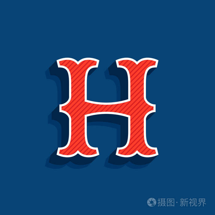 经典体育团队样式字体 h 字母标识