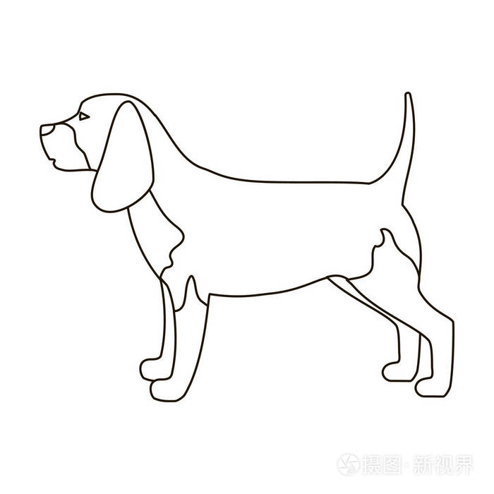 比格犬图标在白色背景上孤立的轮廓样式.狗的品种符号股票矢量图