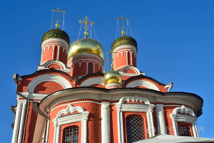 莫斯科znamensky大教堂在楼房街在冬天的znamensky修道院