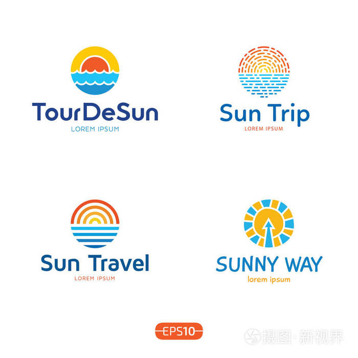 太阳和大海的标志集