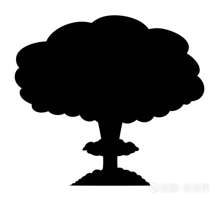 蘑菇云核爆的剪影矢量符号ico