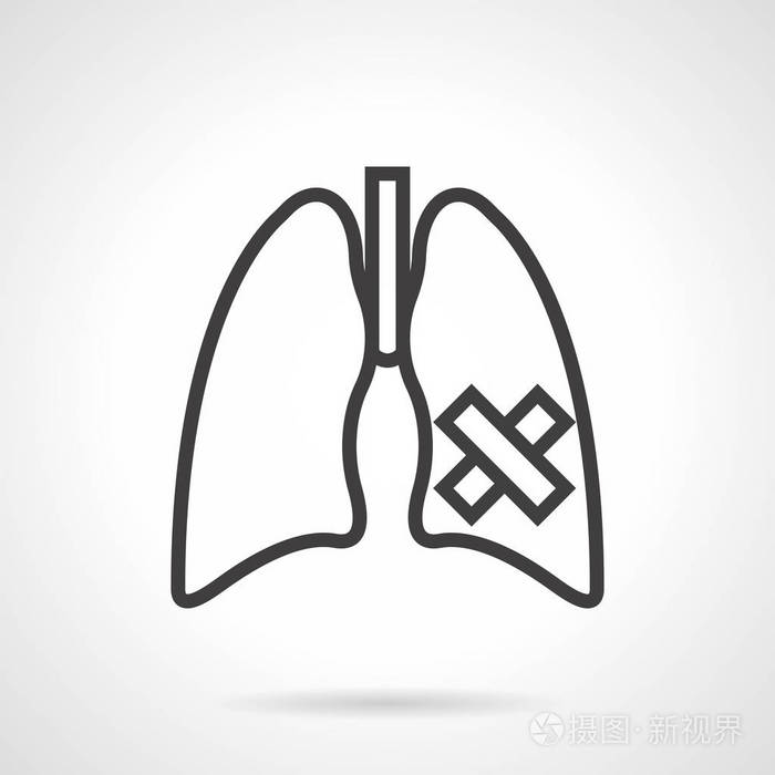 肺部疾病简单线矢量图标