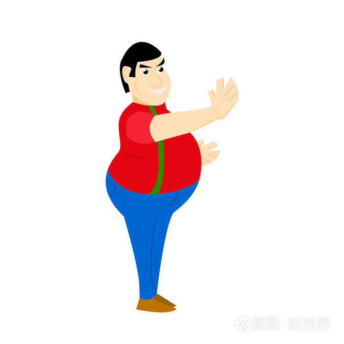 脂肪的秃头男人卡通人物