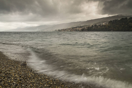在克罗地亚的阴郁和暴风雨海景图片
