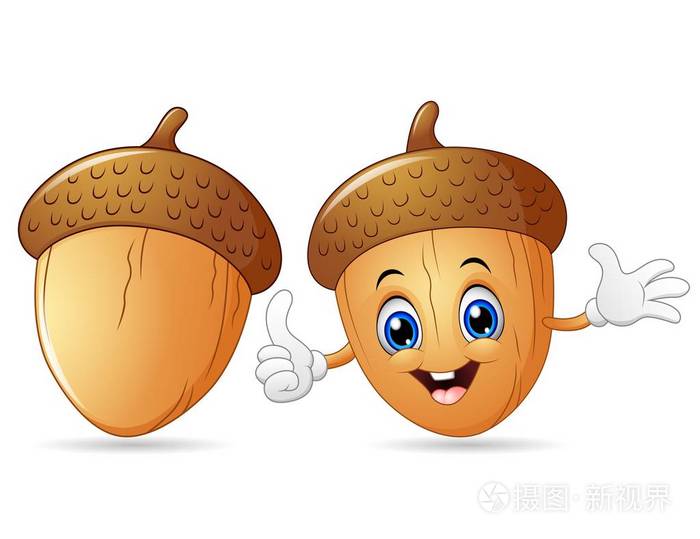 快乐的橡子卡通放弃拇指