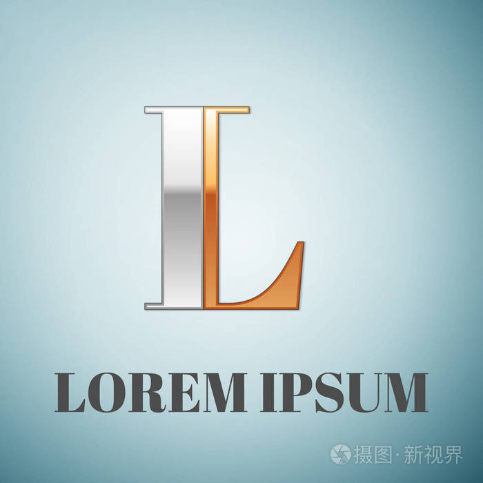 矢量图形的优雅金银不可能字体, 符号, 字母, 字母 l