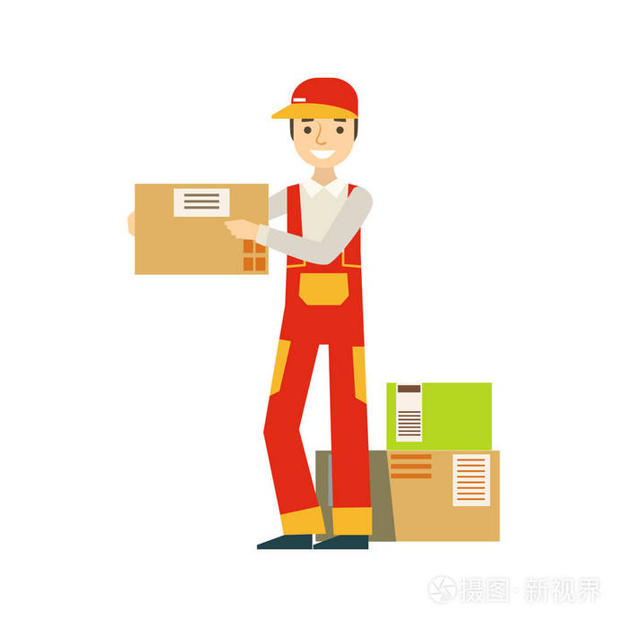 纸框包堆放在仓库中使用航运订单交付公司工人