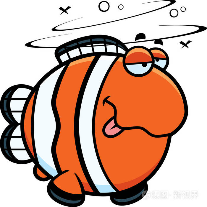 卡通喝醉了小丑鱼