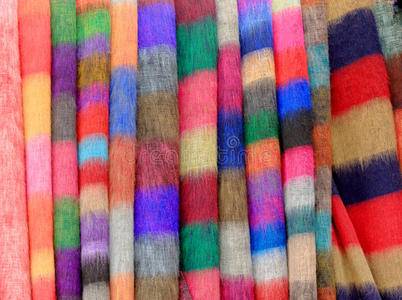 市场 织物 尼泊尔 围巾 工艺 纺织品 披肩 集市 材料