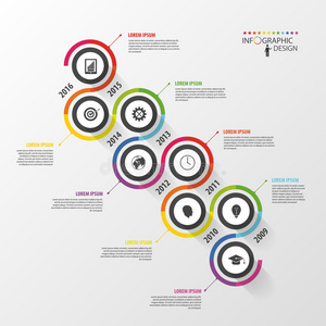 抽象时间线信息图表模板。 矢量插图。