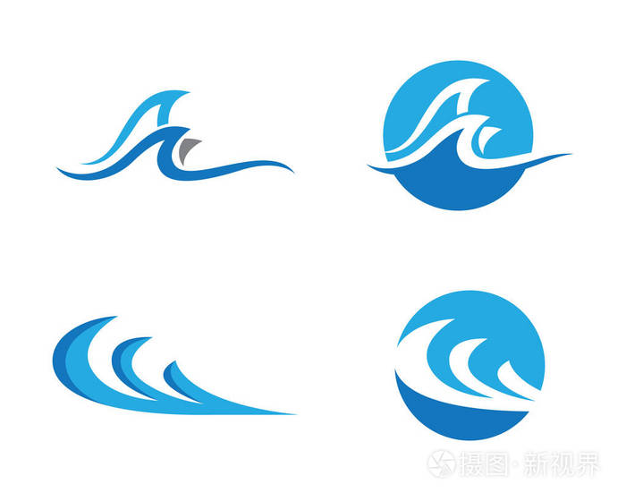 大海或海洋的波浪,碧蓝的海水 飞溅和大风,海浪矢量图