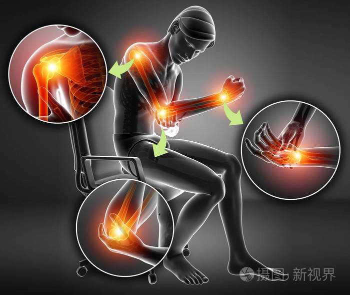 3d图男人感觉臂关节疼痛