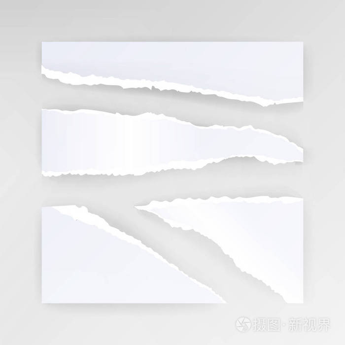 撕碎的纸片空白矢量.不同形状空白纸片一套