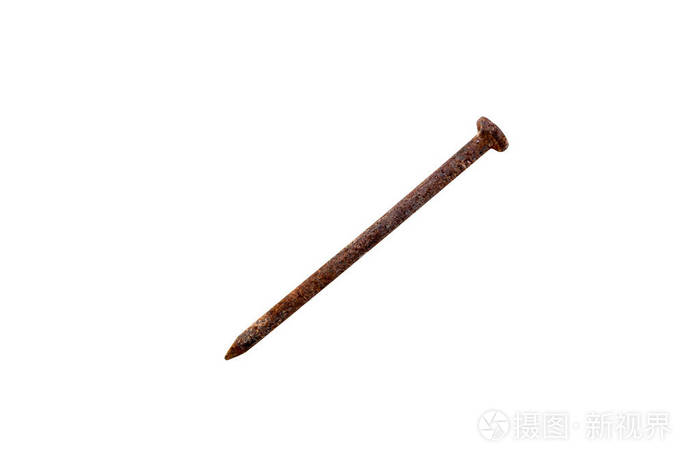 老生锈的钉子-孤立在白色背景上