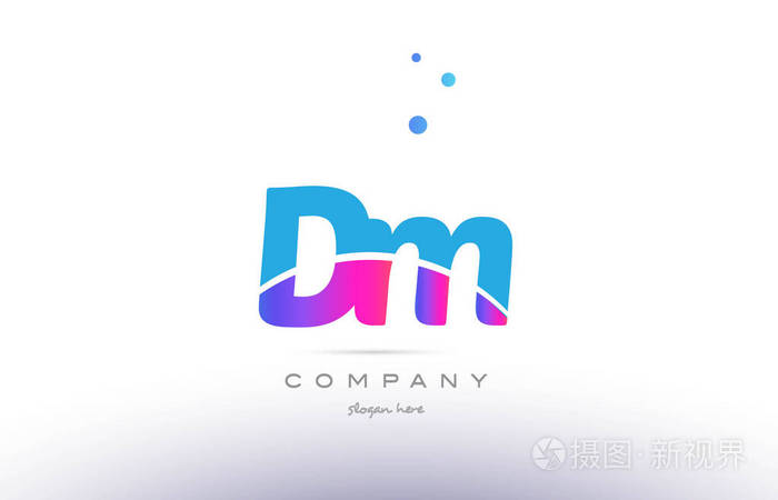 dm d m 粉色蓝色白色现代字母表字母标志图标模板