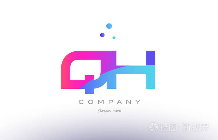 qh g h 创意粉色蓝色现代字母表字母标志图标 temp