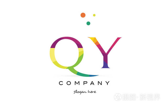 qyqy创意彩虹颜色字母表字母标志图标