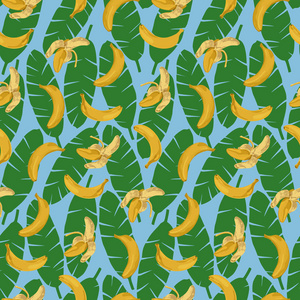 香蕉和叶无缝模式图片
