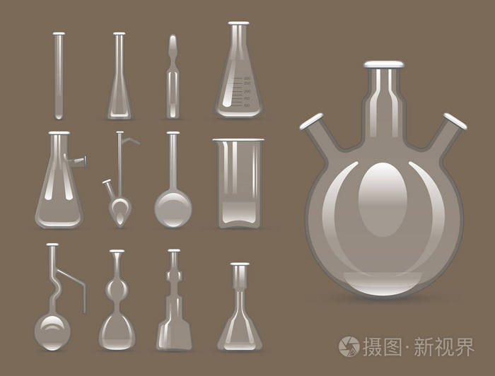 化学实验室 3d 实验室瓶玻璃器皿管液体生物技术分析和医疗及科学设备