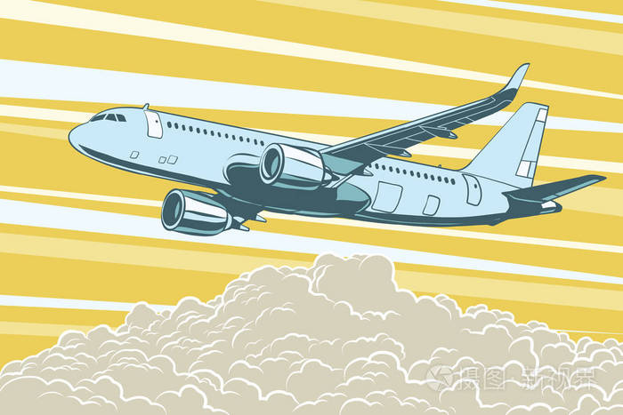 航空运输,客运飞机在云层上面飞行插画-正版商用图片1rtcii-摄图新