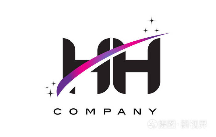 hhhh黑色字母标志设计与紫色洋红色旋风
